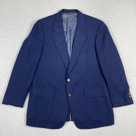 Thos Stuart Blazer Mens 44 Sport‎ Coat Blue Gold Buttons Cashmere Suit Jacket - Picture 1 of 16